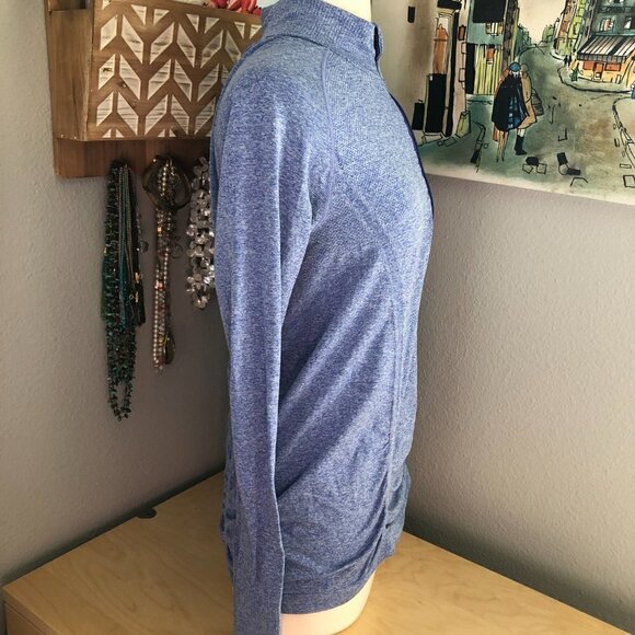 ATHLETA Fastest Track Athletic Jacket Women's size S Lavender 1/2 Zip Shirred - Picture 6 of 10